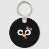 Googly-eyed Turkey With Leopard Bow, Funny Cartoon Sleutelhanger (Voorkant)