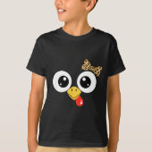 Googly-eyed Turkey With Leopard Bow, Funny Cartoon T-shirt (Voorkant)