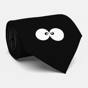 Googly Eyes, Funny Eyes, Black en White Stropdas