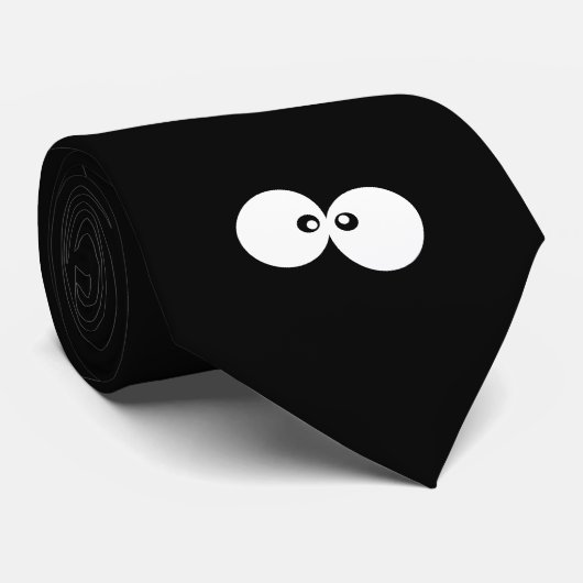Googly Eyes, Funny Eyes, Black en White Stropdas (Opgerold)