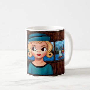 Googly Girl Sailor Head Vase Lighthouse Sailboot Koffiemok