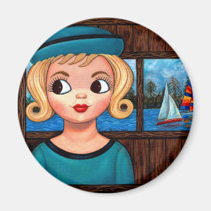 Googly Girl Sailor Head Vase Sailboot Magnet Magneet