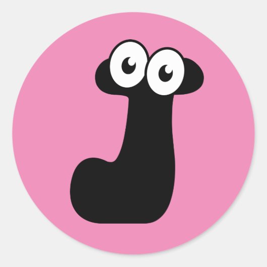 Googly Letter J Classic Round Sticker (Voorkant)