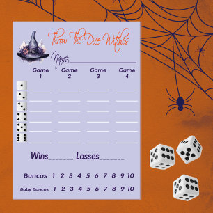 Gooi de dobbelstenen heksen Halloween scorecard Bu Kaart