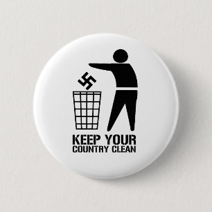 Gooi fascisten weg hou je land schoon ronde button 5,7 cm