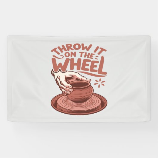 Gooi het op het Wiel Pottery Art Clay Craft Spandoek (Horizontaal)