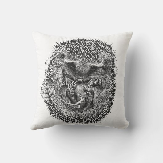Gooi kussen met schattig slaperig Hedgehog ontwerp (Achterkant)