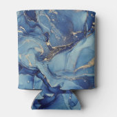 Gooi me weg Blauw Marmer Monogrammed | Blikjeskoeler (Achterkant)