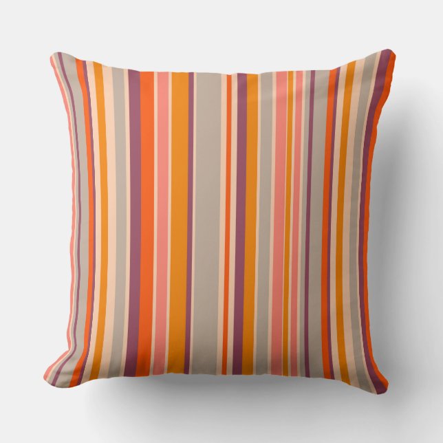 Gooi PillowRetro sixties verticale oranje strepen Kussen (Voorkant)