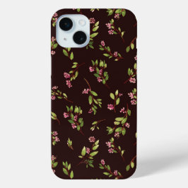 Gooide Bloemen Wildbloemen op Chocolade Bruin iPhone 15 Mini Hoesje