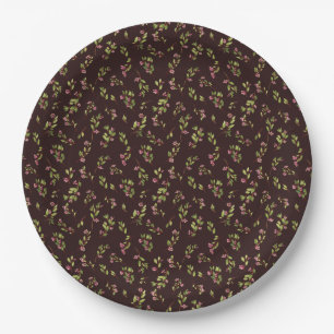 Gooide Bloemen Wildbloemen op Chocolade Bruin Papieren Bordje
