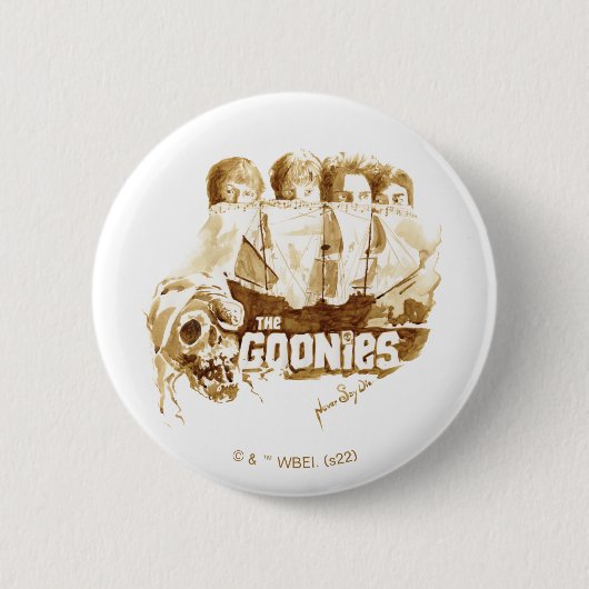 Goonies Pirate Ship Waterverf Graphic Ronde Button 5,7 Cm (Voorkant)