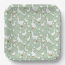 Goose and bows green papieren bordje