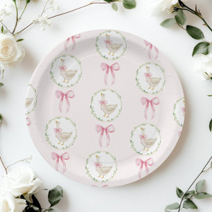Goose Blush roze Bow Pastelmeisje Verjaardag Papieren Bordje
