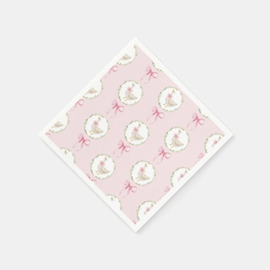 Goose Blush roze Bow Pastelmeisje Verjaardag Servet (Hoek)
