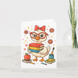 Goose Coquette Bow Pink Terug naar School Teachers Kaart