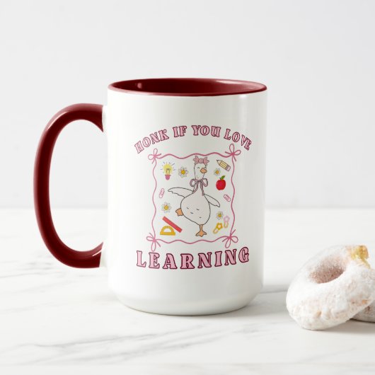 Goose Cute Retour À L'École Café Mug Enseignant Ca (Avec donut)