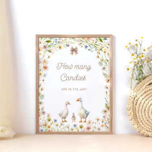 Goose Floral Baby shower Raad eens hoeveel Snoepje Poster