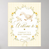 Goose Gender neutral Gingham Baby Shower Welcome Poster (Voorkant)