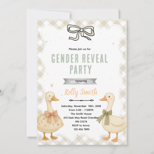 Goose Gender Reveal Invitation Kaart (Voorkant)