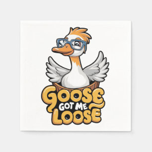 Goose Got Me Losse T-shirt – Funny Goose with Glas Servet