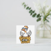 Goose Got Me Losse T-shirt – Funny Goose with Glas Vierkante Visitekaartje (Staand voorkant)
