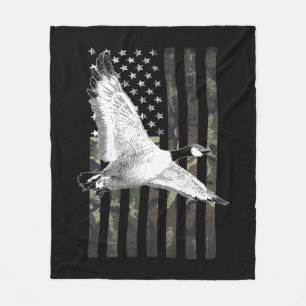 Goose Hunting Camo Flag Fleece Deken