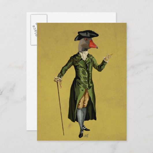 Goose in Green Regency Coat 3 Briefkaart (Voorkant / Achterkant)