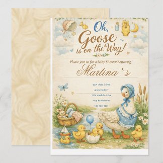 Goose is on the Way Baby Shower vintage Invitation Informatiekaartje