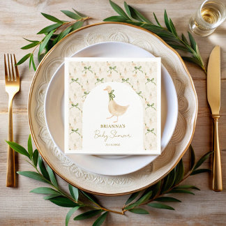 Goose kwekerij rijmt baby shower monogrammed servet