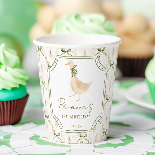 Goose kwekerij rijmt verjaardagsfeestje monogramme papieren bekers