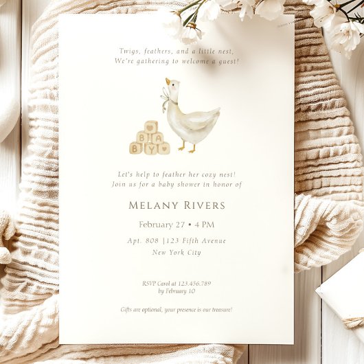 Goose Nest Neutral Baby Shower Invitation