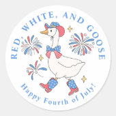 Goose Quart Juillet Sticker Rond Texte Personnalis (Devant)