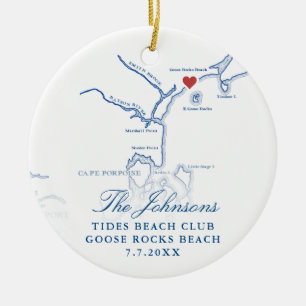 Goose Rocks Beach ME Kaart Trouwfoto Kerstmis Keramisch Ornament