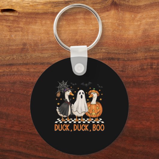 Goose Spooky Seizoen Halloween Duck Duck Boo Manne Sleutelhanger (Voorkant)