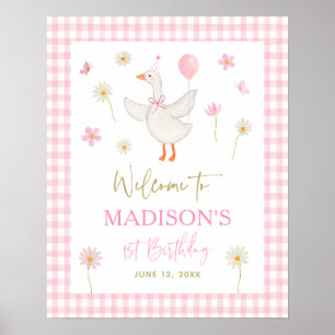 Goose Spring Pink Daisy eerste verjaardag Welkom Poster