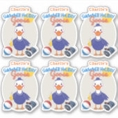 Goose Summer Holiday Fun Schattige gepersonaliseer Sticker (Voorkant)