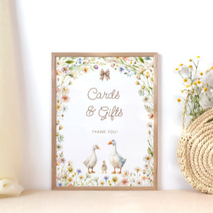 Goose Wildflower Schattige Baby shower Kaarten en  Poster