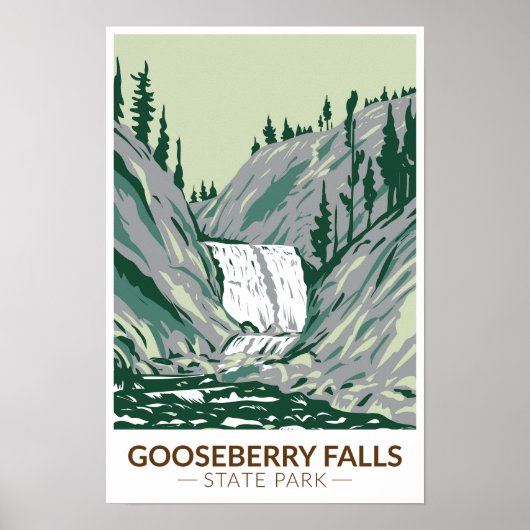 Gooseberry Falls State Park Minnesota Retro  Poster (Voorkant)