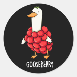 Gooseberry Funny Berry Pun Dark BG Ronde Sticker