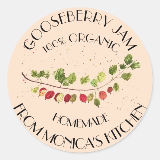 Gooseberry Jam Waterverf Fruit Kitchen label (Voorkant)