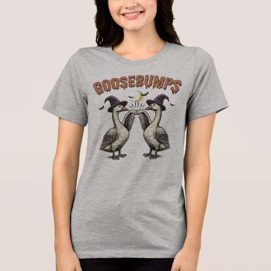 Goosebumps Funny Goose Halloween Tri-Blend Shirt (Voorkant)
