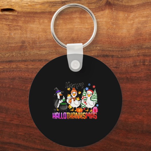 Gooses Halloween Thanksgiving Christmas Happy Hall Sleutelhanger (Voorkant)