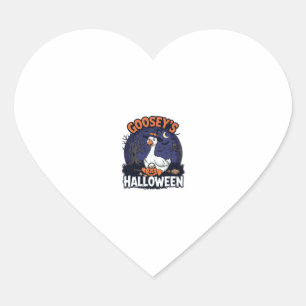 Gooseys Halloween Gans Heksenhoed Pompoen_1 Hart Sticker