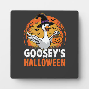 Gooseys Halloween Heks Gans Retro Cartoon Ontwerp Fotoplaat