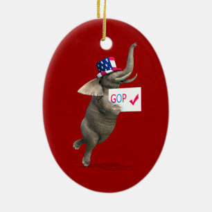 GOP Elephant Keramisch Ornament