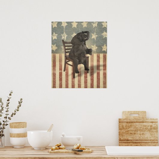 GOP Elephant neemt het voorzitterschap over Funny  Poster (Keuken)