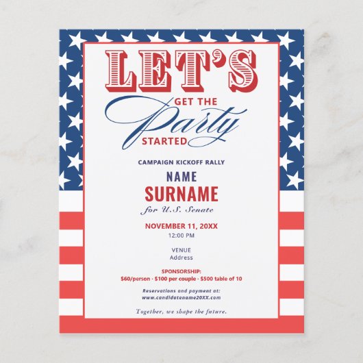 GOP-fondsenwerving voor politieke campagnes Kick-o Flyer (Voorkant)