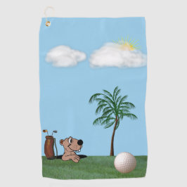 Gopher- en palmboom op funny Golf-handdoek Golfhanddoek