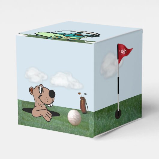Gopher & Golf Favor Box w / Bal, Vlag, & Winkelwag Bedankdoosjes (Voorkant Zijde)